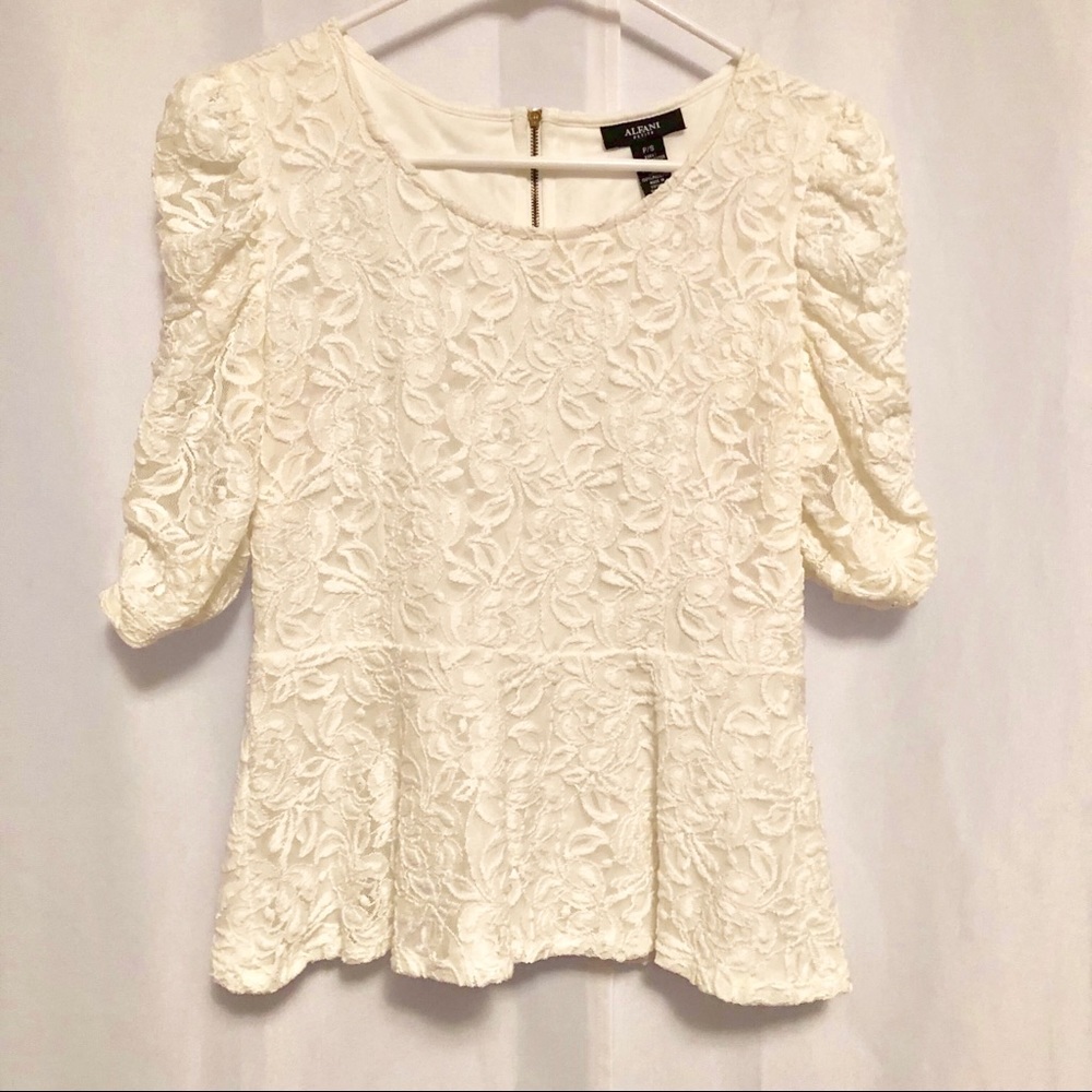 Lace off white peplum top